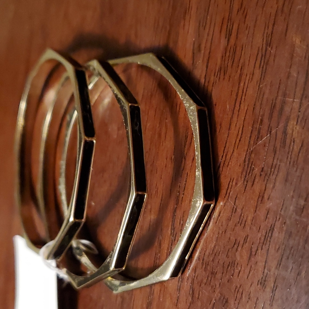 3pc bangle set black & gold tone